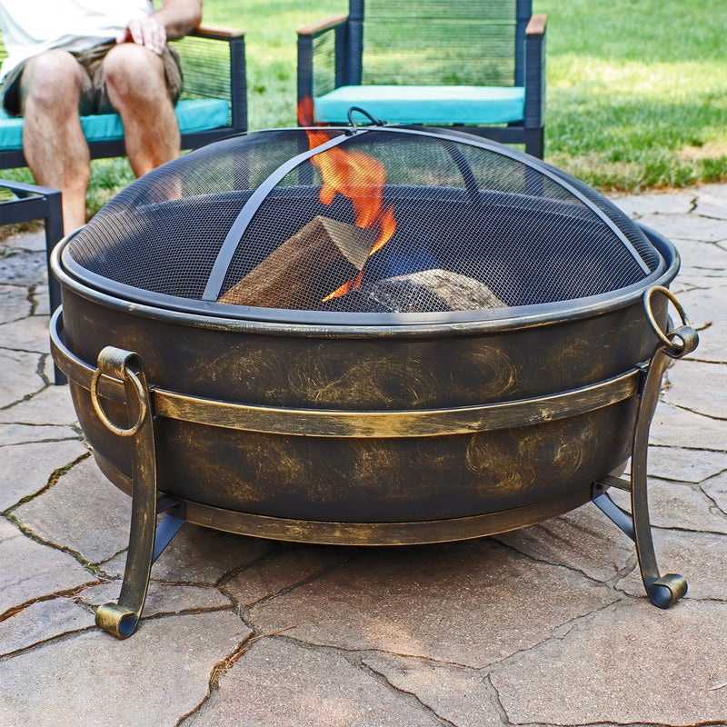 Fire Pit Scrolled Legs Antique Bronze Finish Traditional