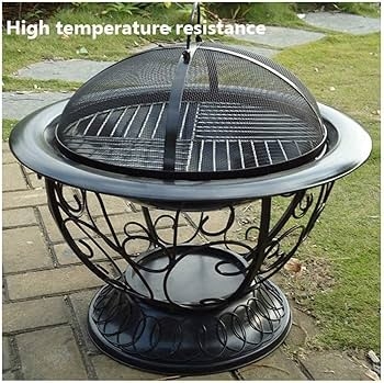 Fire Pit Scrollwork Base Mesh Spark Screen Matte Black