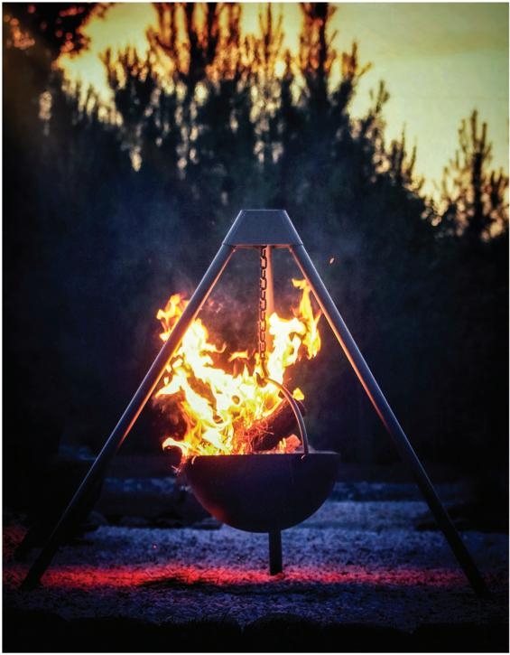 Fire Pit Tripod Suspension Hemispherical Basin Ranch Style