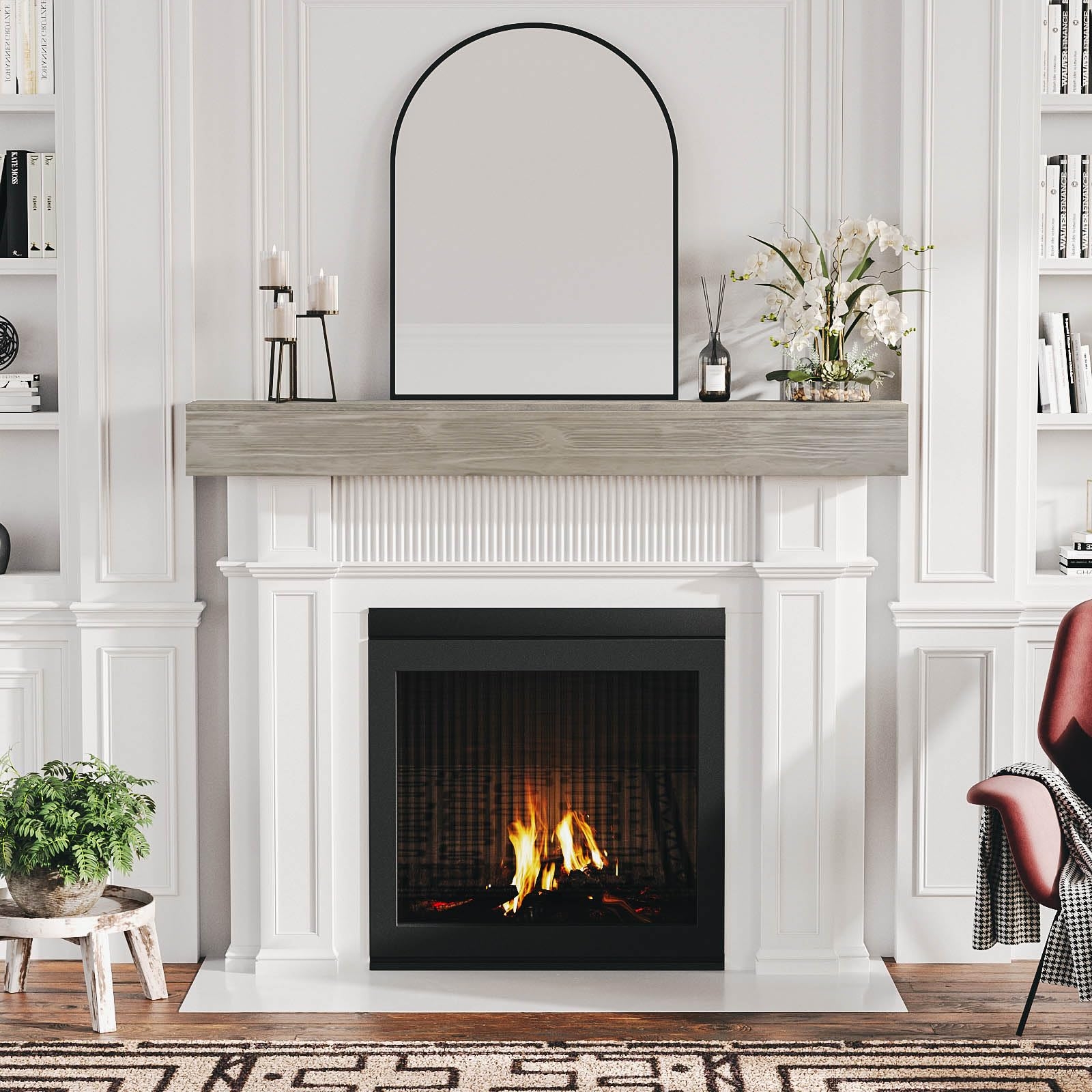 Fireplace Mantel: Weathered Grey 60 Inch Fireplace Beam