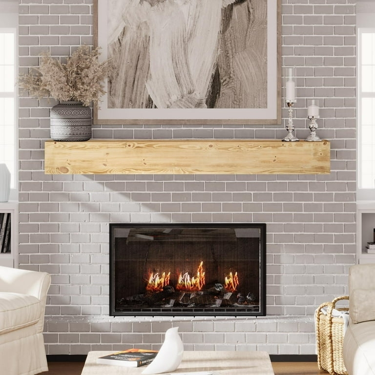 Floating Mantel: Natural Wood Invisible Bracket Mantel