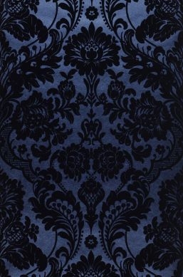 Flock Wallpaper: Tactile Relief Velvet Soft Navy Blue Design