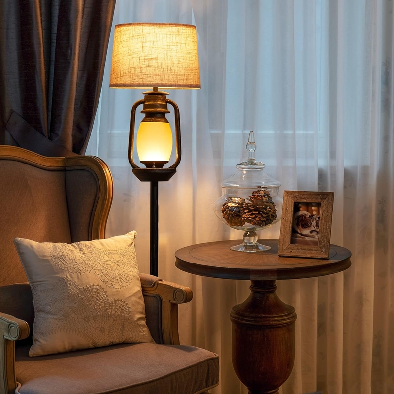 Floor Lamp Featuring Lantern Night Light and Dual Source