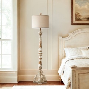 Floor Lamp with Distressed Whitewash and Spindle Body