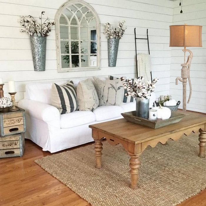 Floor Lamp with Well Pump Base and Rustic Handle Detail