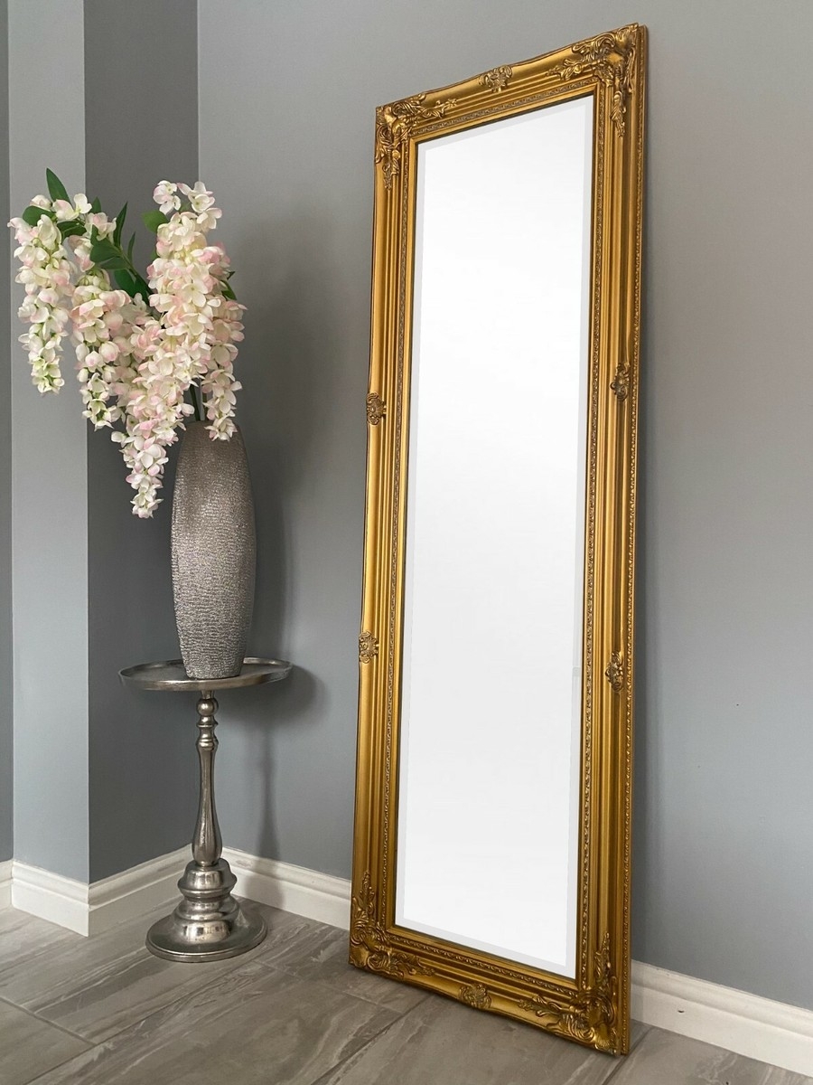Floor Mirror Carved Frame Antique Gold Dressing Mirror