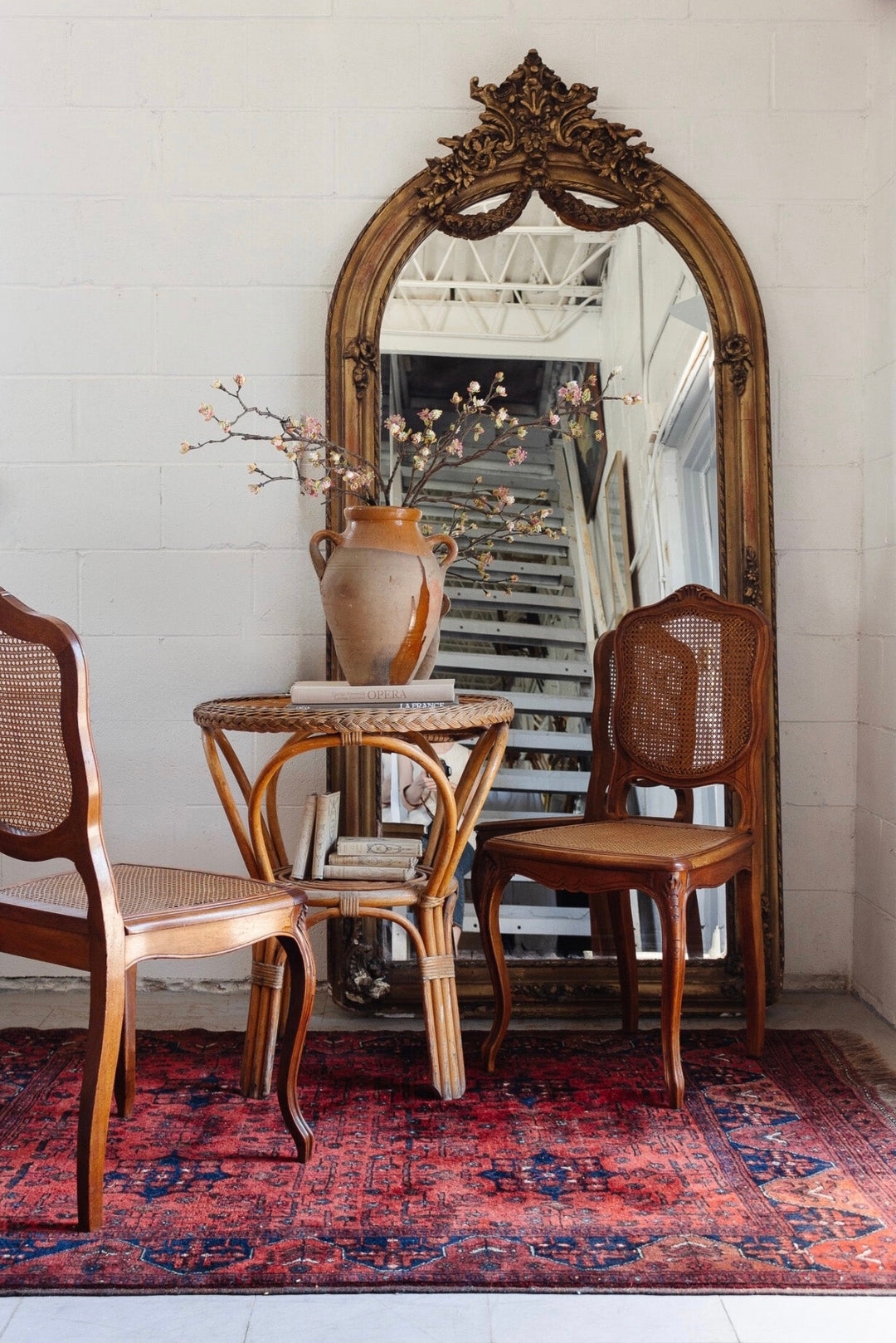 Floor Mirror Gilt Crest French Louis XV Style Mirror
