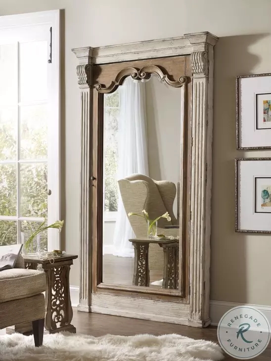 Floor Mirror Jewelry Armoire Fluted Architectural Frame