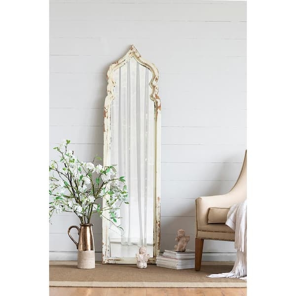 Floor Mirror Pointed Arched Top Shabby Chic Wood Style