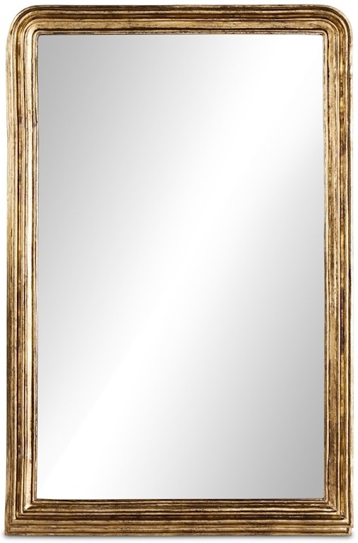 Floor Mirror Rounded Top Corners Tiered Antique Design