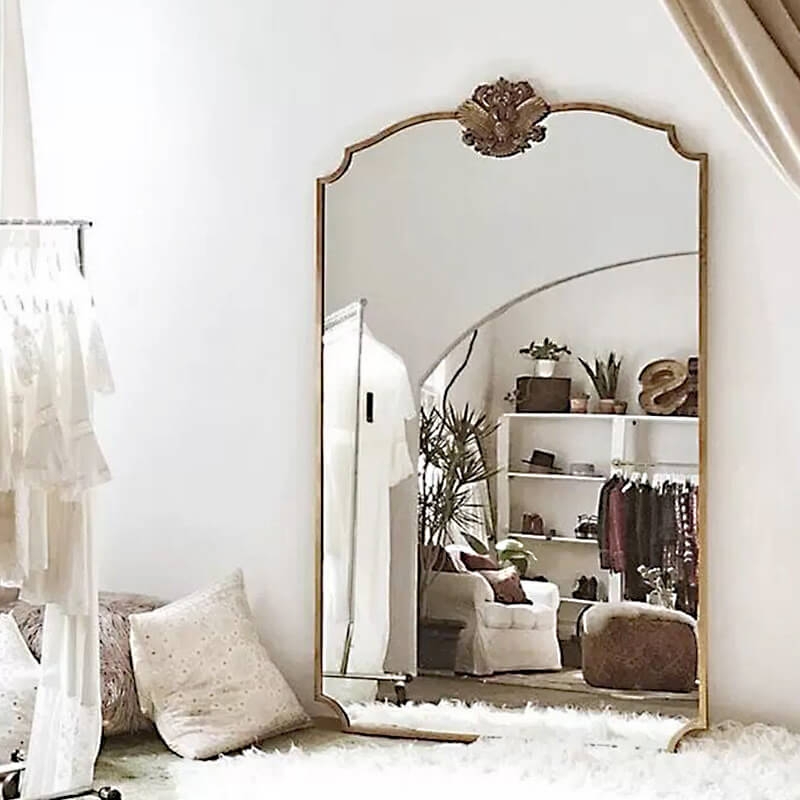Floor Mirror Scalloped Frame French Provincial Style