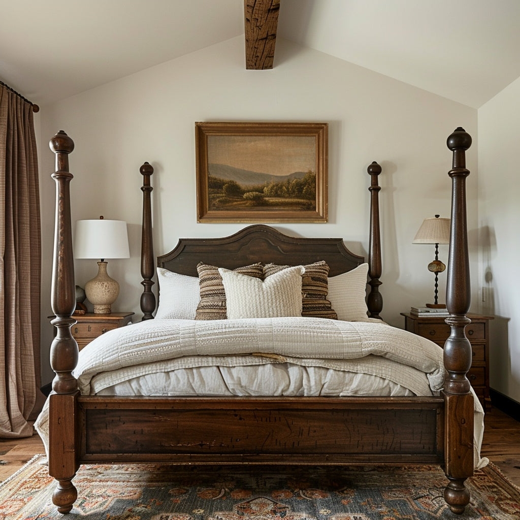 Four Poster Bed Alder Wood Traditional Turned Posts