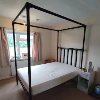 Four Poster Bed: Industrial Piping Scaffolding