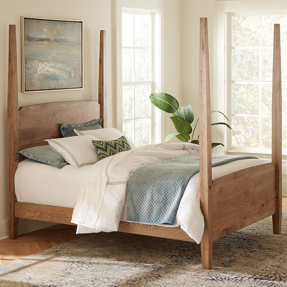 Four Poster Bed Medium Wood Tone Amish Pencil Posts