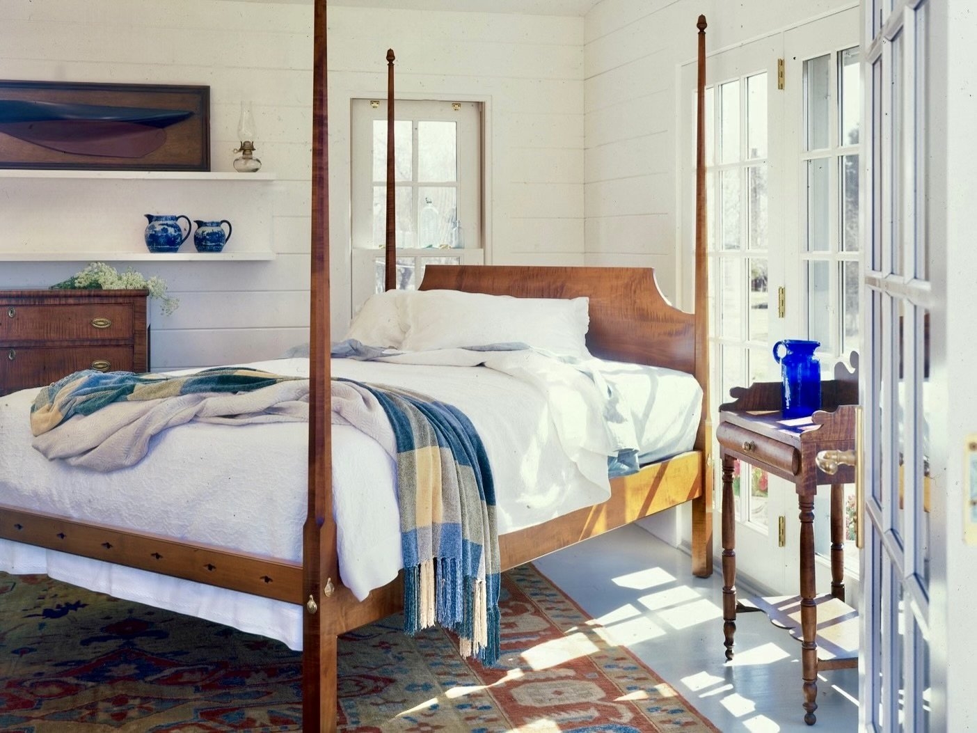 Four Poster Bed Shaped Headboard New England Decor