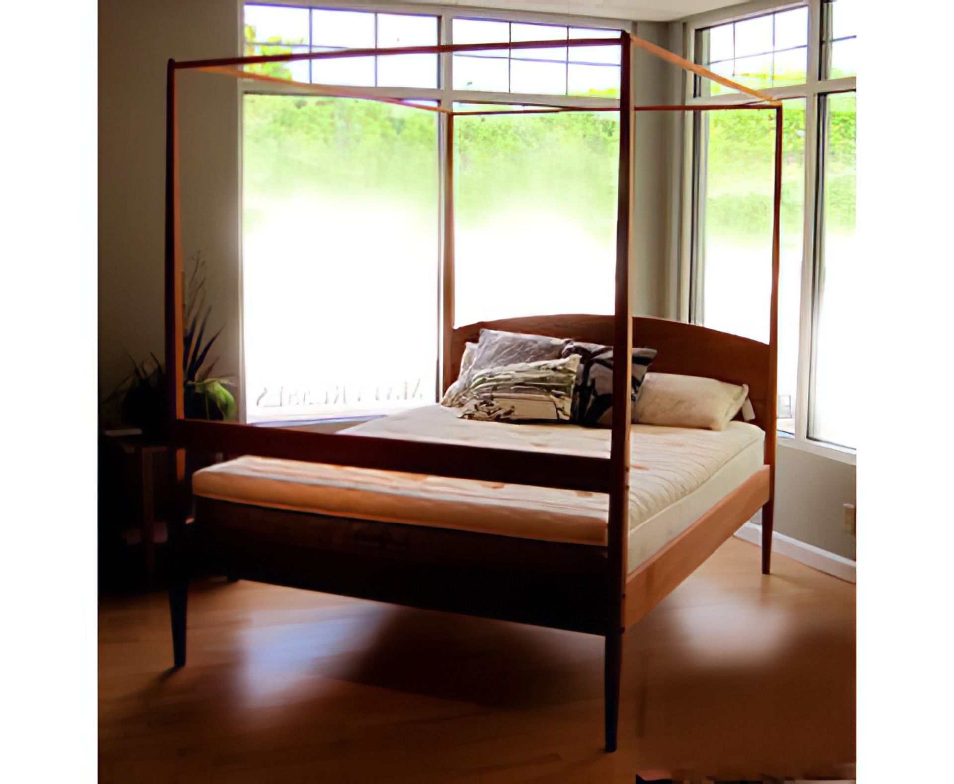 Four Poster Bed Slim Canopy Frame Tapered Pencil Legs