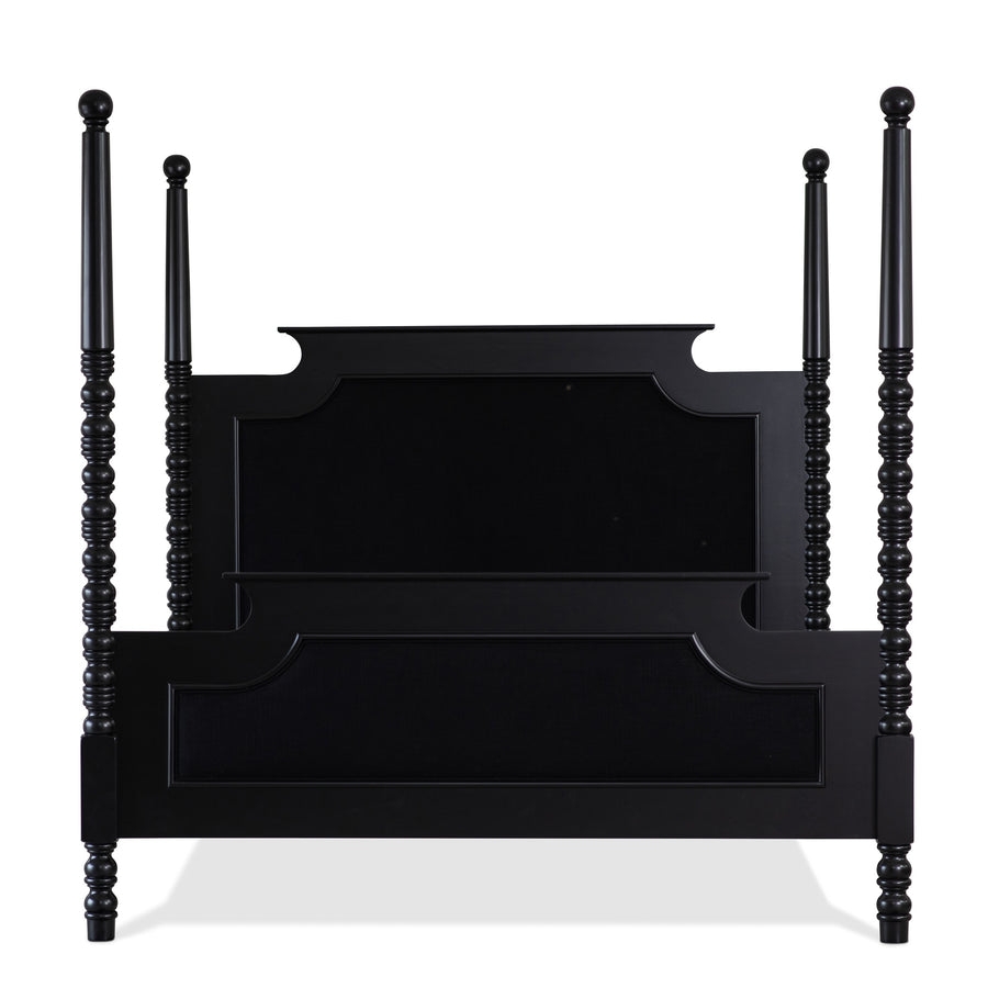 Four Poster Bed with Bracket Shaped Silhouette and Spindles