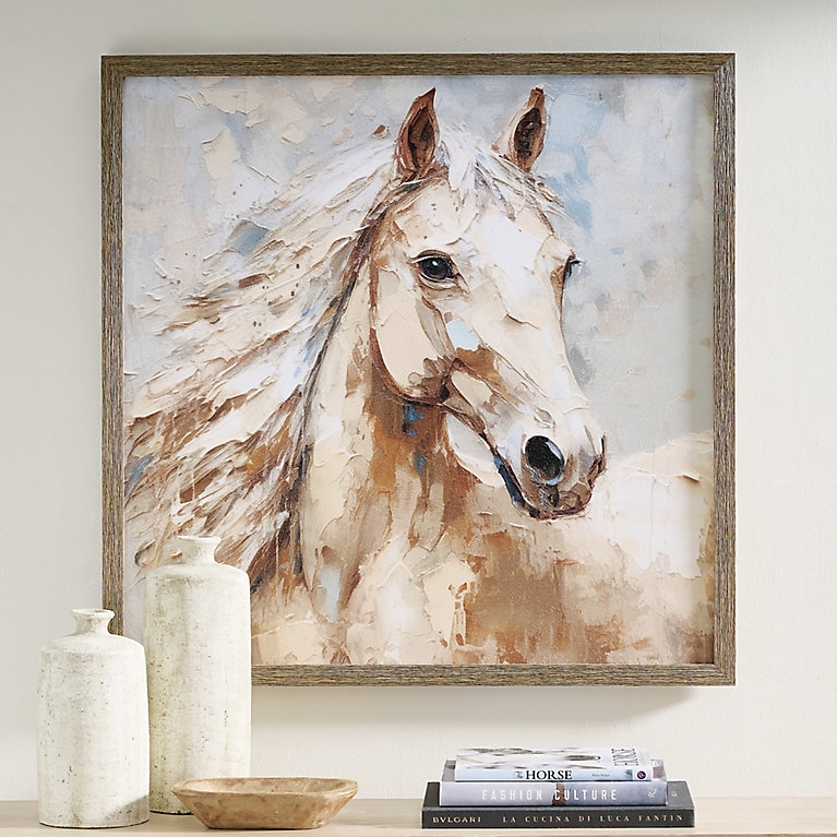 Framed Wall Art Impasto Textured Horse Wall Art