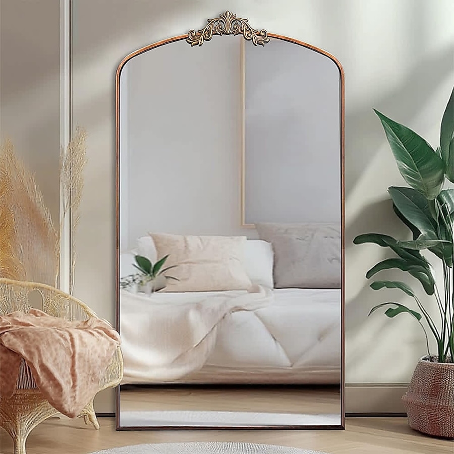 Full Length Mirror Antique Bronze Arched Crest Design