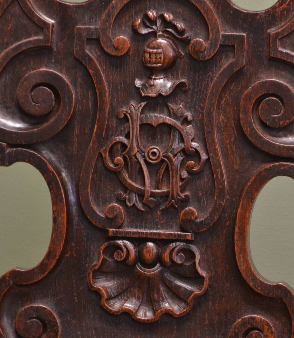 Furniture Detail with Heraldic Helmet and Monogram Cipher
