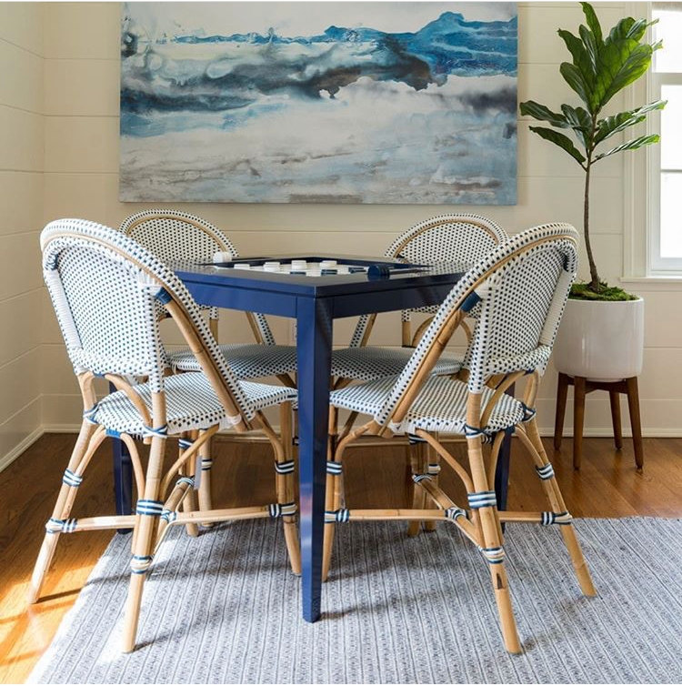 Game Table: Blue Lacquer Game Table Navy Finish
