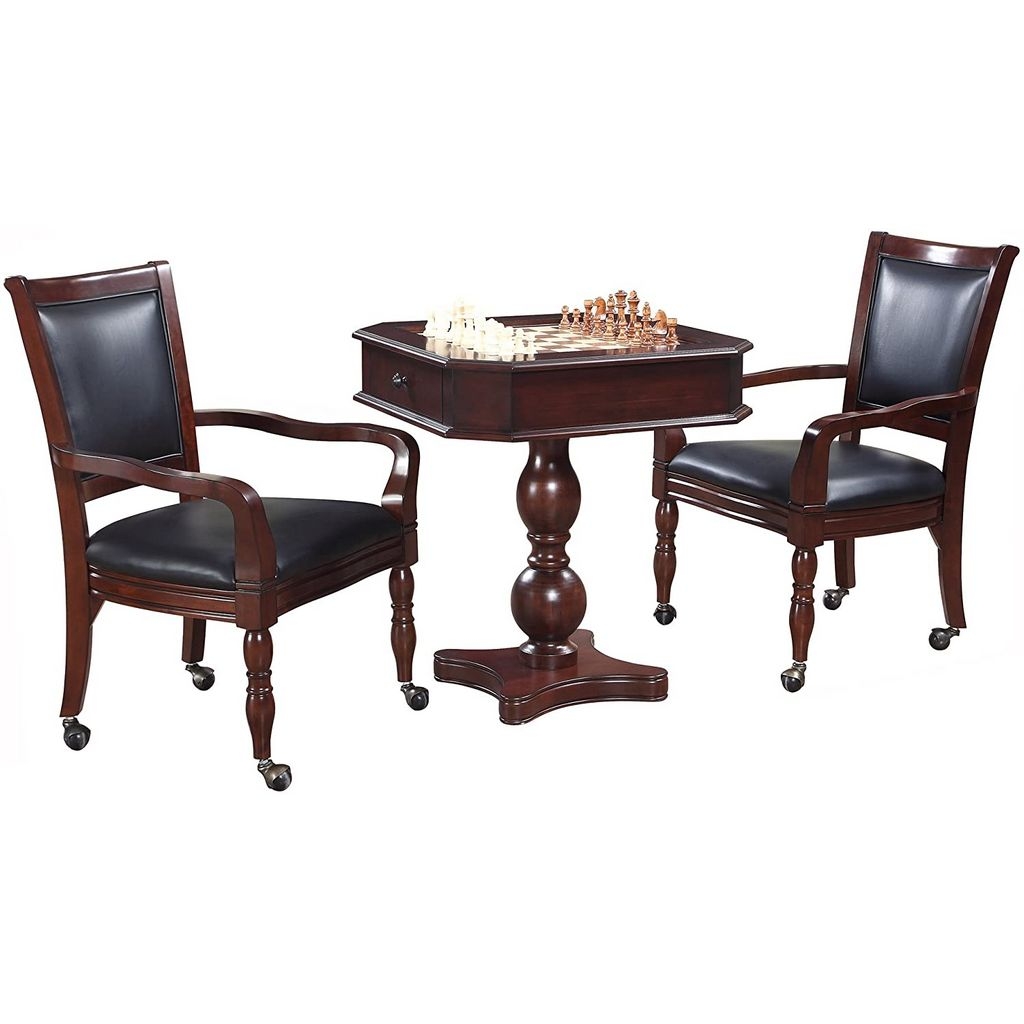 Game Table Set: Mahogany Set Featuring Rolling Casters