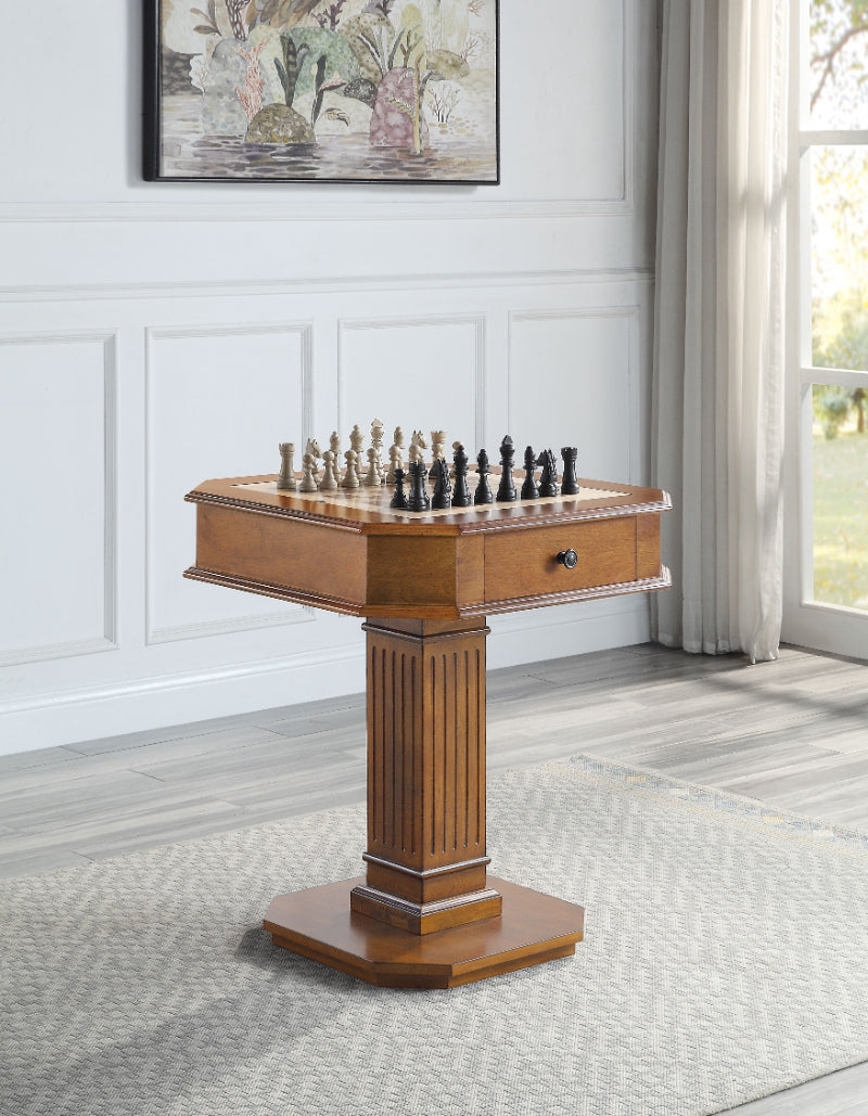 Game Table: Walnut Pedestal Table Octagonal Top