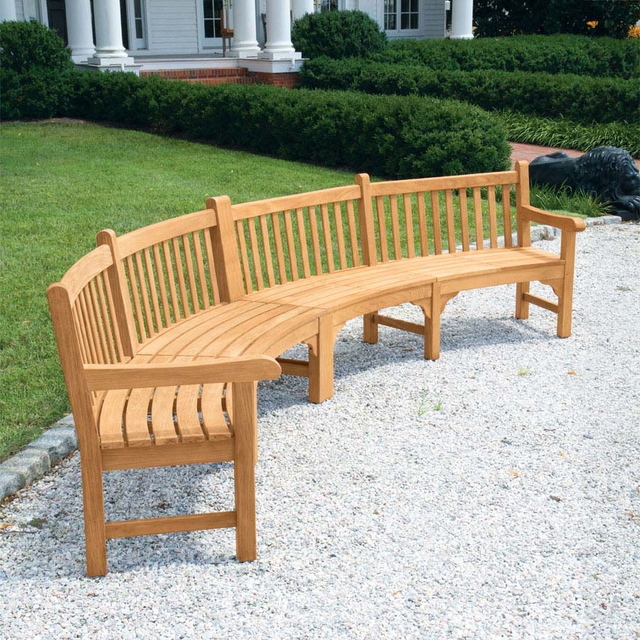 Garden Bench Double Curved Serpentine Teak Outdoor Seating