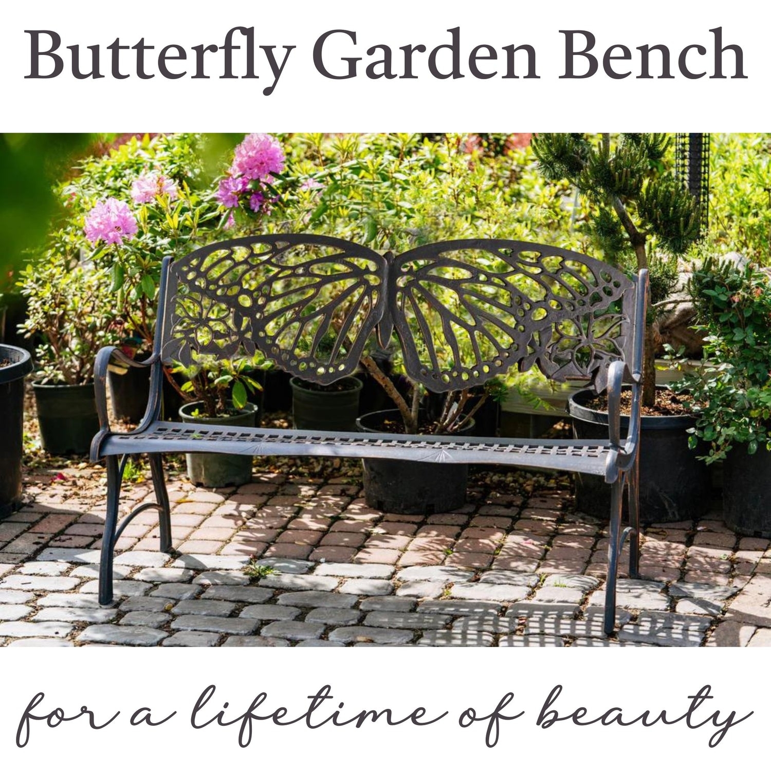 Garden Bench Lattice Seat Charcoal Gray Cast Iron Decor