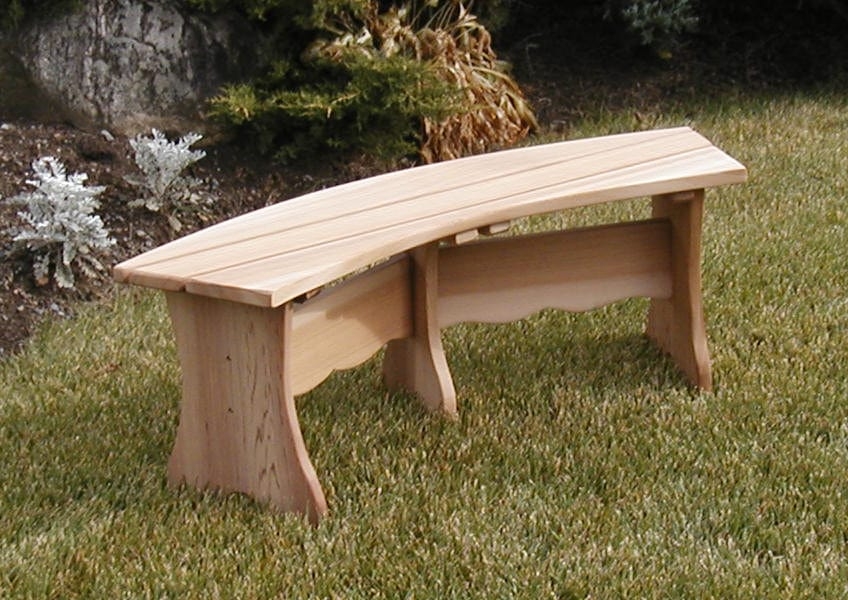 Garden Bench Rustic Scalloped Wood Three-Leg Base Seat