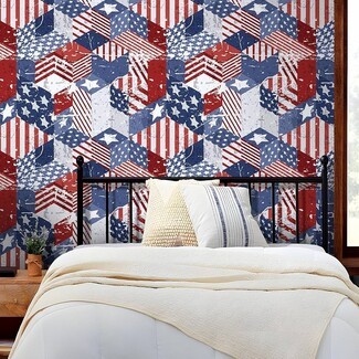 Geometric Wallpaper Cube Pattern Grunge Retro Americana
