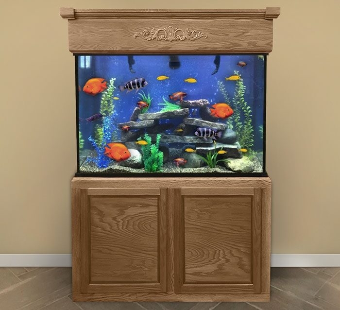 Glass Aquarium with Carved Canopy Applique and 150 Gallon Tall