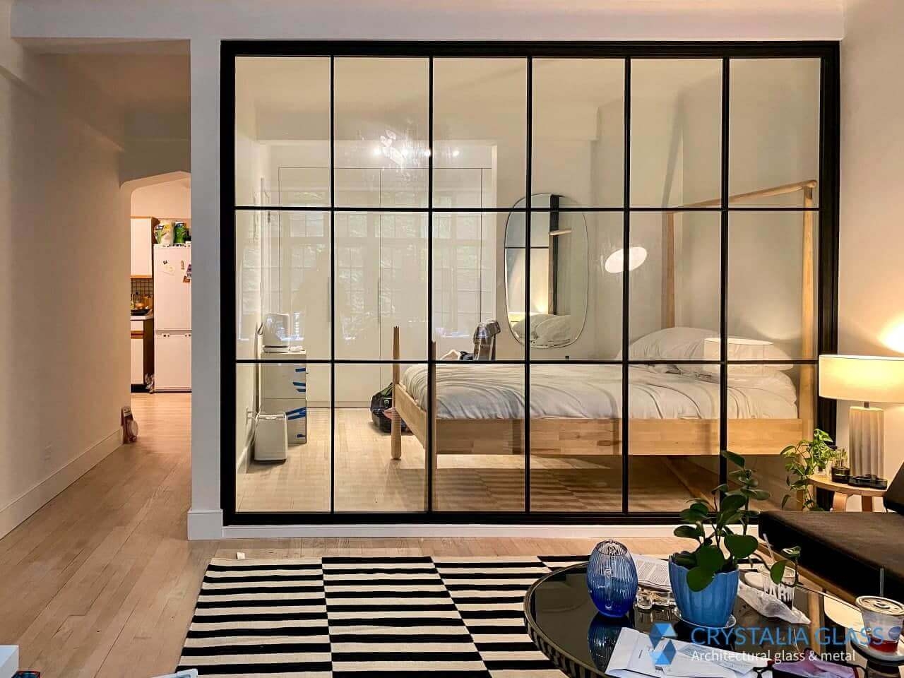 Glass Partition Crittall Style Studio Apartment Partition Ideas