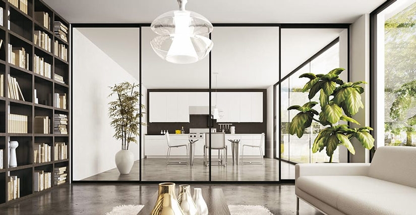 Glass Partition Wall Transparent Division Open Plan Kitchen Glass