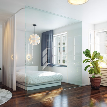 Glass Room Divider Curved Track Integration Frameless Glass Room Divider