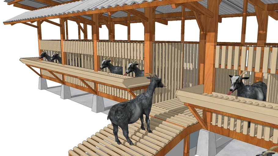 Goat Pen Elevated Platform with Slatted Wood Aesthetic Troughs