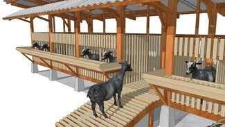 Goat Pen Elevated Platform with Slatted Wood Aesthetic Troughs