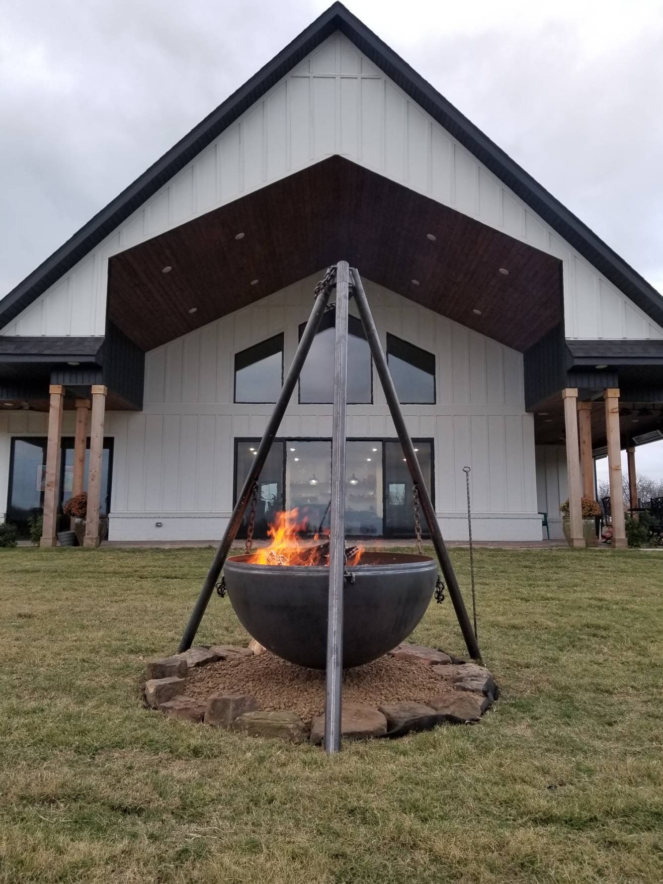 Hanging Fire Pit Heavy Duty Steel Tripod Base Stand