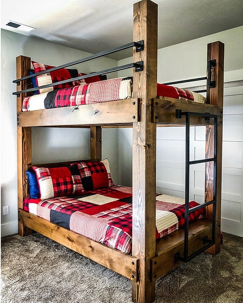 Heavy Duty Wood Bunk Bed, Thick Posts, Rustic Industrial Style