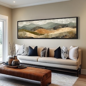 Horizontal Wall Art Earth Tones Oversized Narrow Artwork