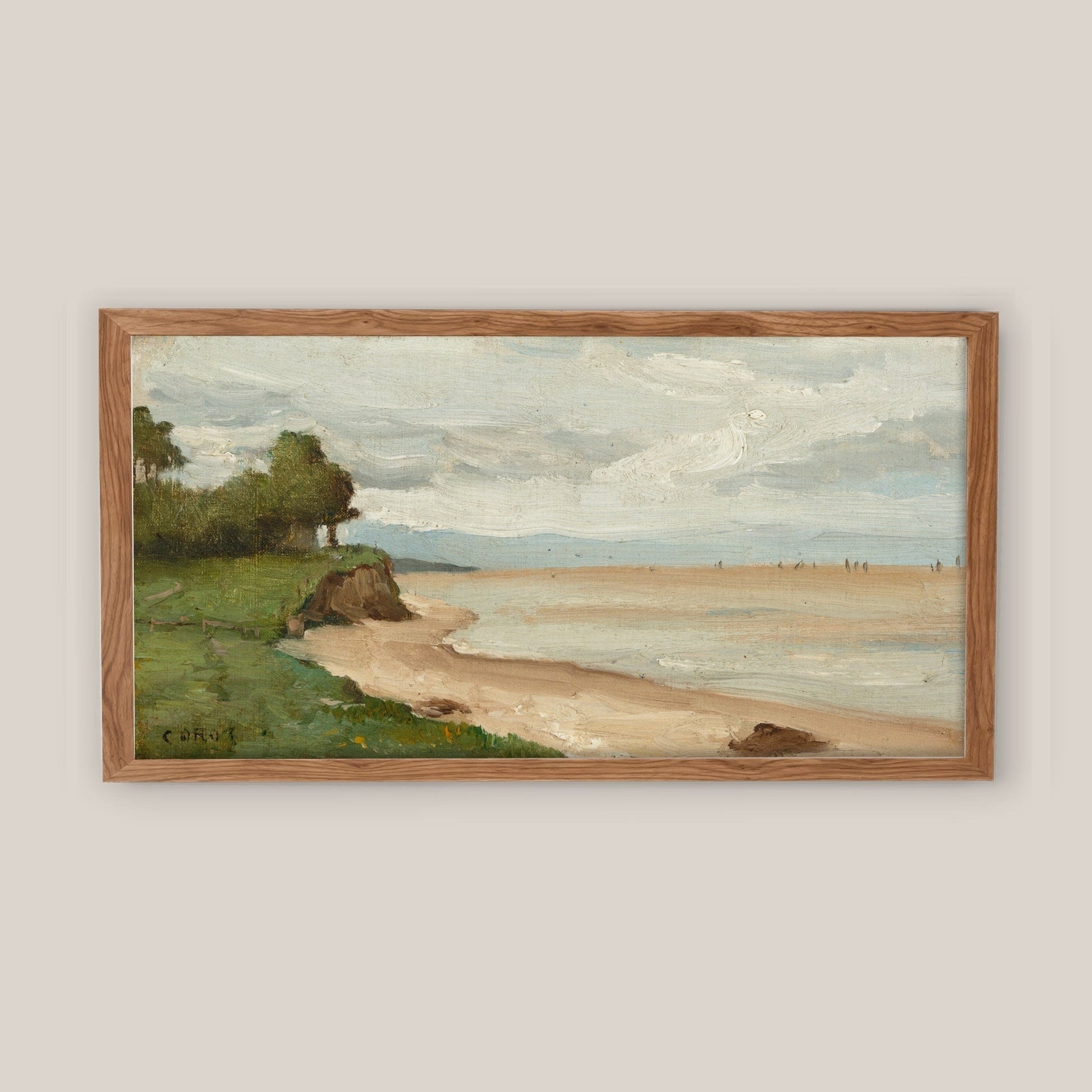 Horizontal Wall Art Panoramic Shoreline Coastal Painting