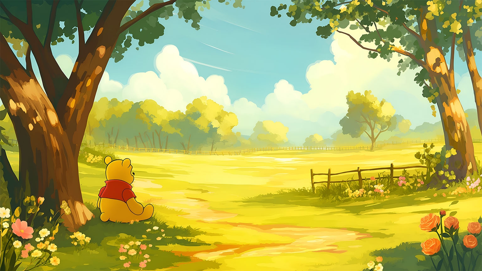 Illustrative Wallpaper Dappled Sunlight Golden Yellow Field Nature Scene