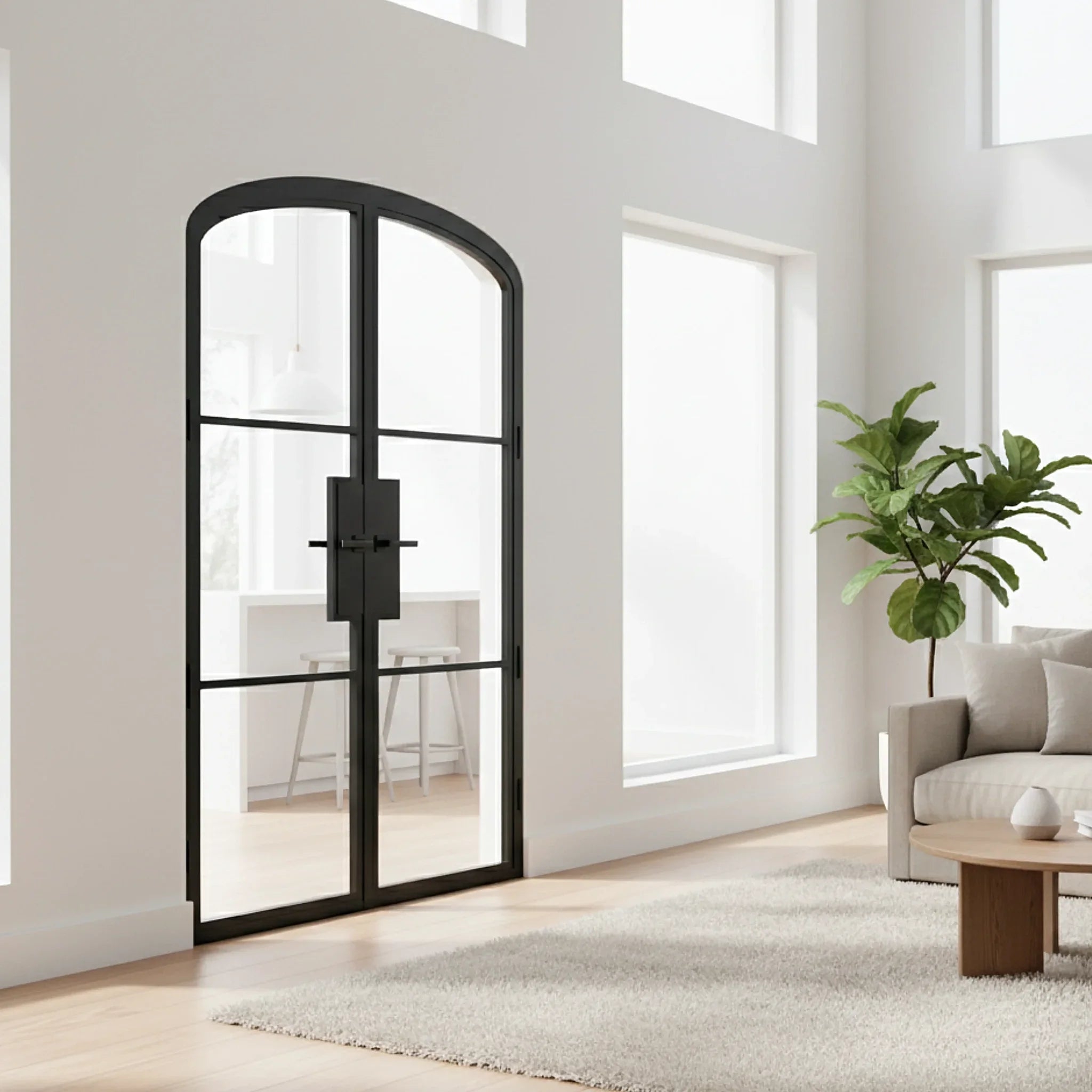 Interior Double Door 3 Lite Design Matte Black Frame
