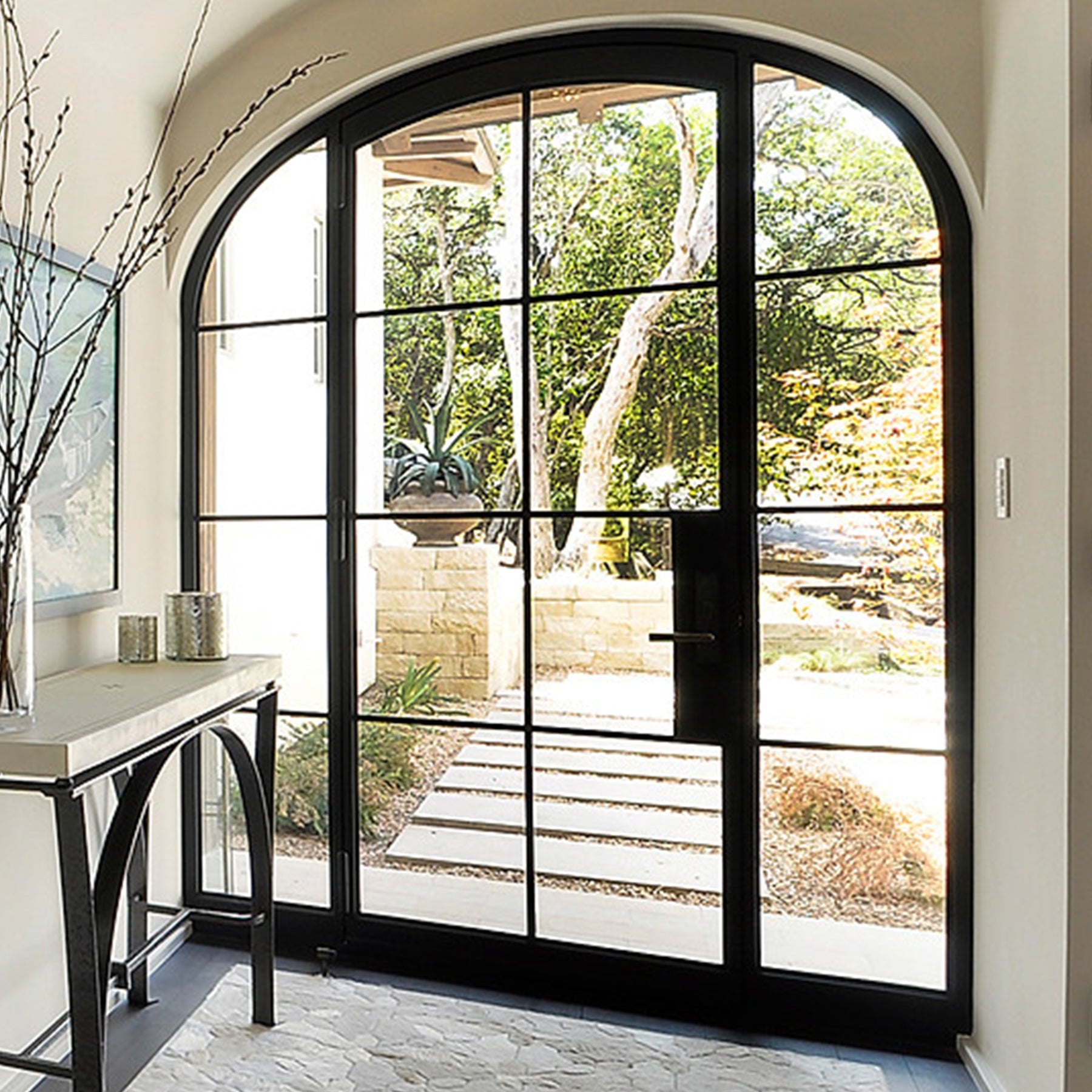 Iron French Door Thermal Break Grid Muntins Foyer