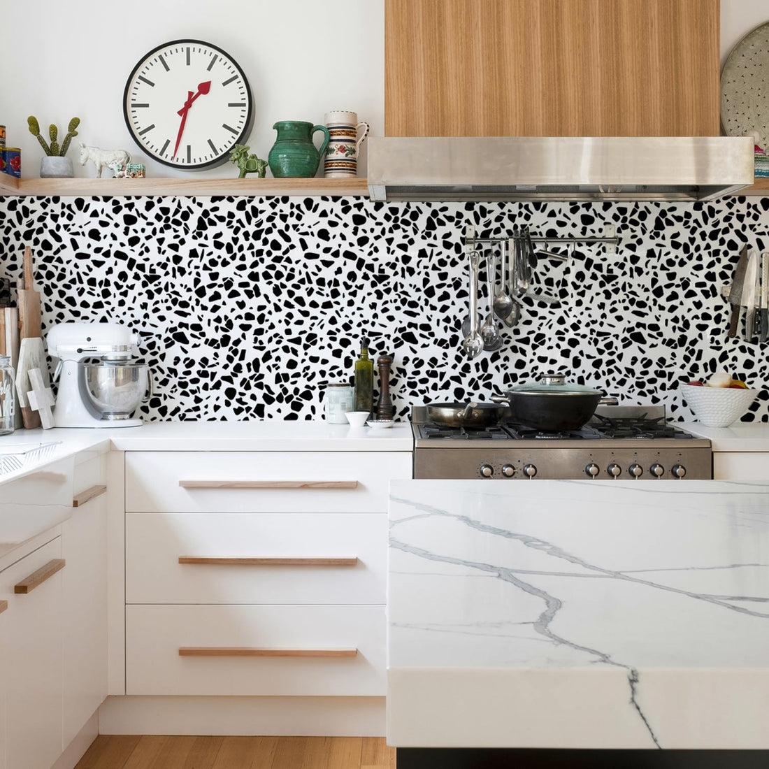 Kitchen Backsplash High Contrast Terrazzo for Scandi Style Decor