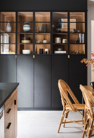 Kitchen Cabinetry with Display Upper Two Tone Design