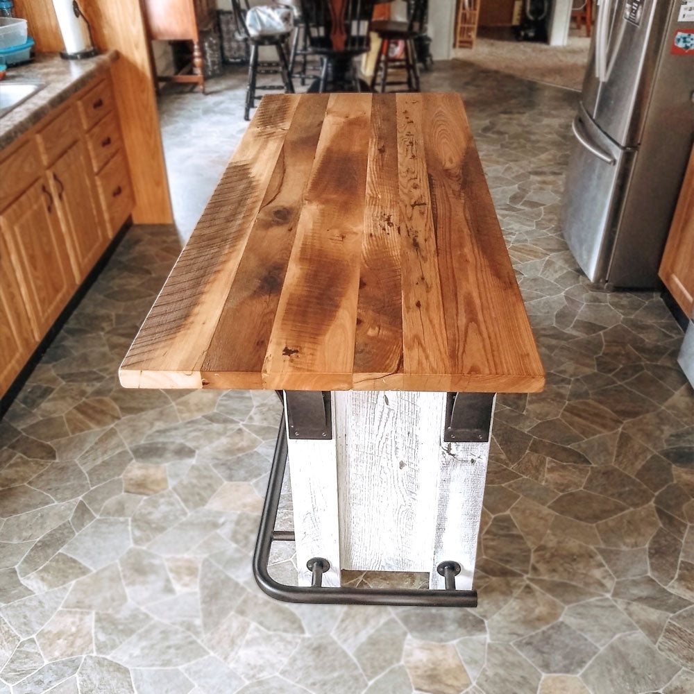 Kitchen Island Pipe Footrest Industrial Pipe Footrest Wood Top