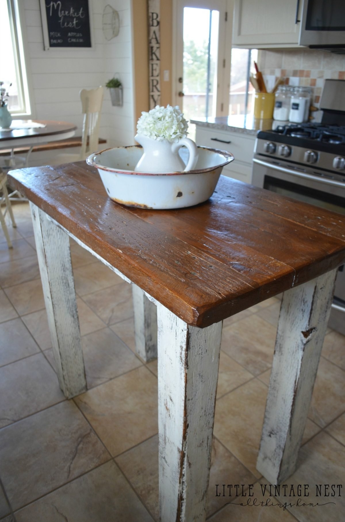 Kitchen Island Whitewashed Distressed Base Small Kitchen Island Ideas