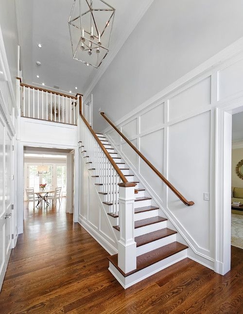 Lantern Chandelier Geometric Frame and White Wall Molding