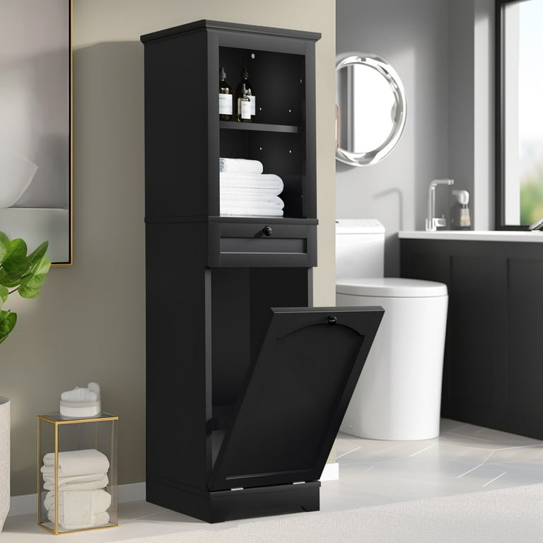 Laundry Cabinet: Tall Profile Crown Molding Matte Black Unit